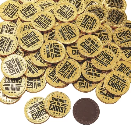 Fun Express Winning in Christ Gold Chocolate Coins 76 Pieces 1.5 in 1 lb