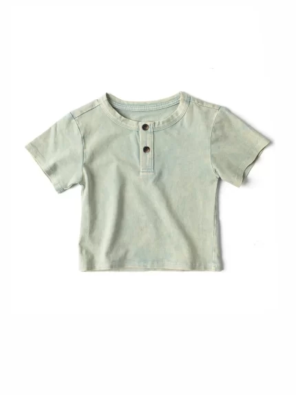 Baby Jersey Henley Tee - Green Wash