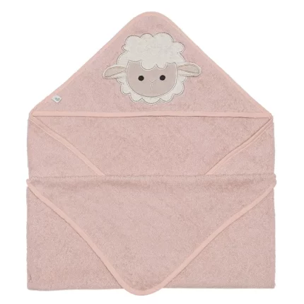 Hooded baby towel - Sheep/pink