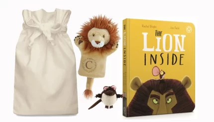 The Lion Inside Story Sack with Hand Puppet and Finger Puppet