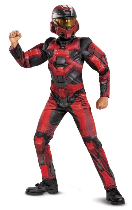 Halo Infinite Red Spartan Costume Kids Size Video Game Inspired Character Jumpsuit