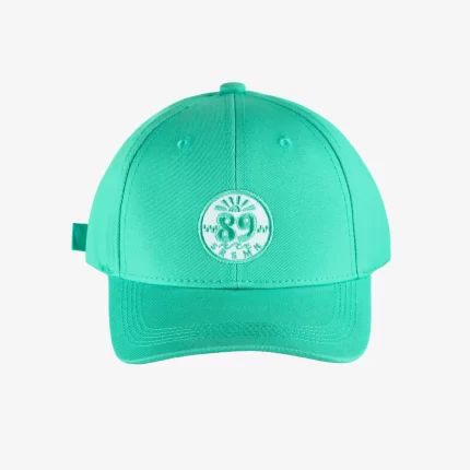 AQUA BLUE CAP WITH ROUNDED PEAK AND EMBROIDERY CHILD