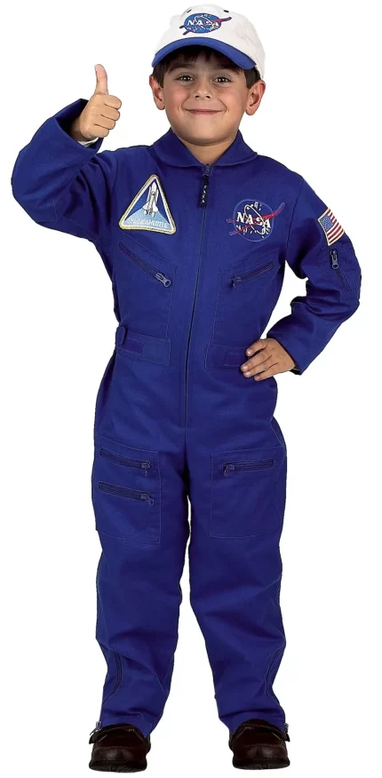 Aeromax Jr. NASA Flight Suit Blue with Embroidered Cap and Official Looking Patches
