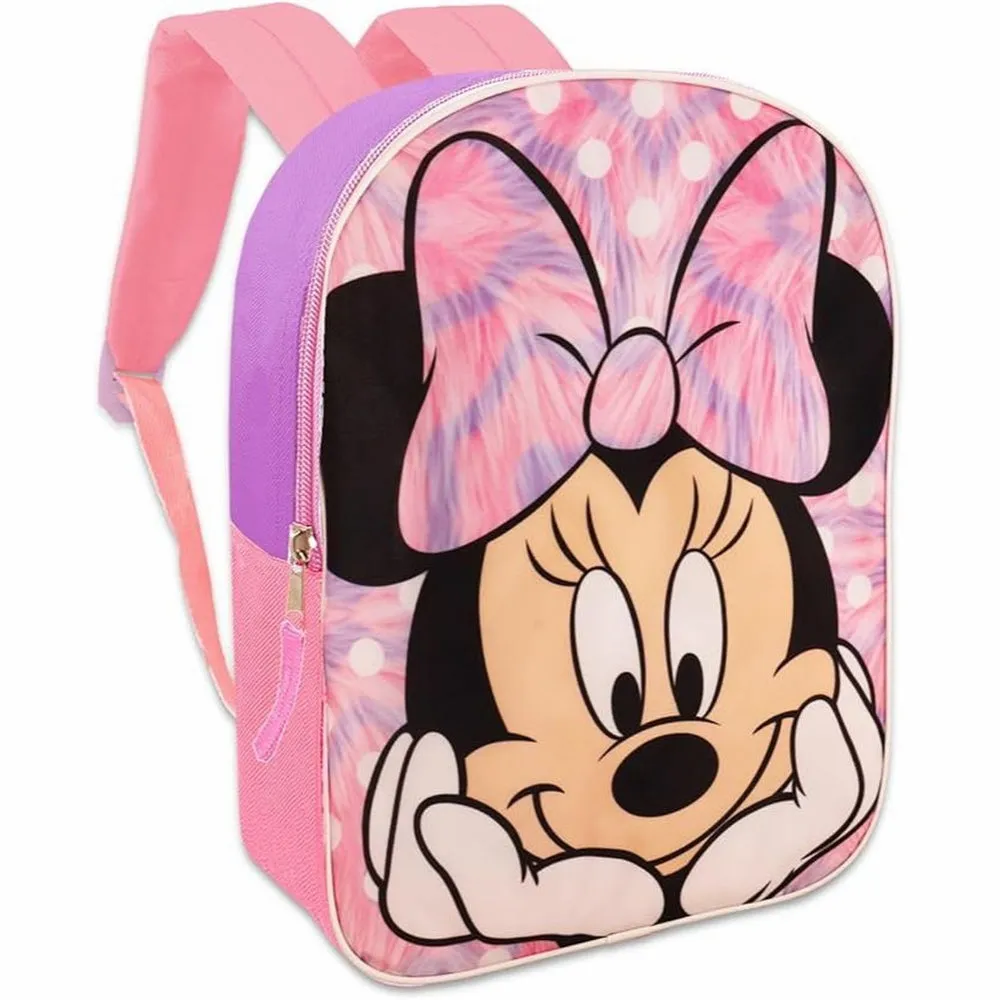 6kDisney-Minnie-Mouse-Holding-Chin-in-Two-Hands-Pink-Glitter-15-Inch-Backpack