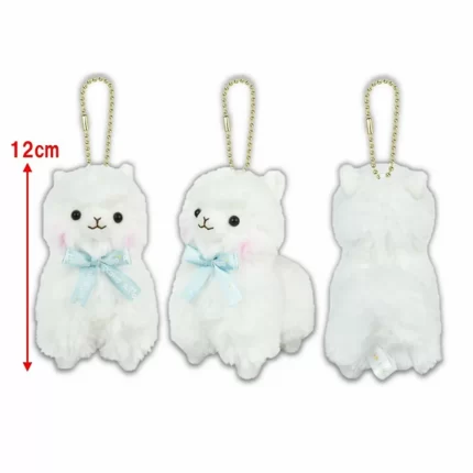 Amuse: Alpacasso in White with Ribbon Shiro Chan Plush Keychain-Japan Imports