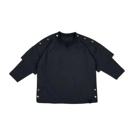 Kids Layered Nylon Top with Jersey Sleeve - Black