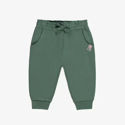 GREEN REGULAR FIT PANTS IN FRENCH TERRY BABY