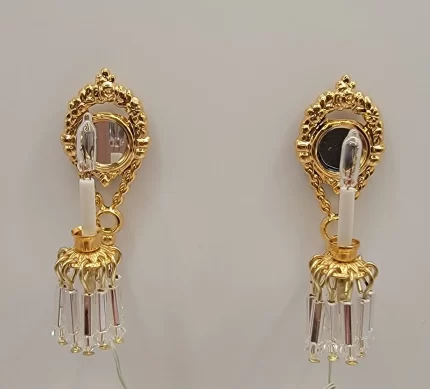 Single Mirrored Wall Sconce with Crystals Pair