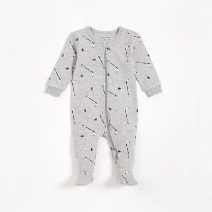 Hockey Print on Heather Grey Sleeper