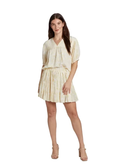 Kayla Pleated Short-Sleeve Top - Butter Florals