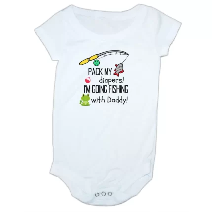 Baby Bodysuit Pack Diapers going Fishing with Daddy infant