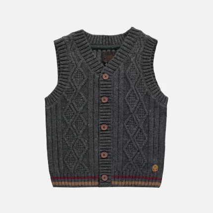 DARK GREY TWISTED KNIT VEST TOP CHILD