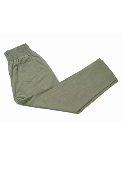 Everyday Transitional Maternity Smocked Linen Pant - Olive