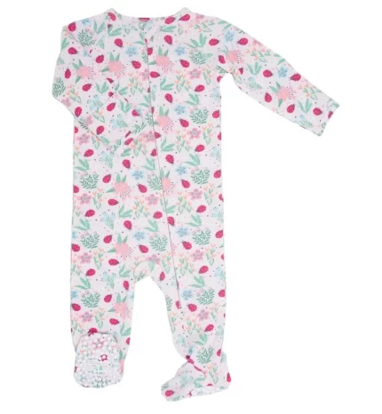 Zipper Footie - Ladybug Garden