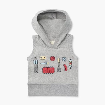 Embroidered Sleeveless Hoodie - Grilling Season