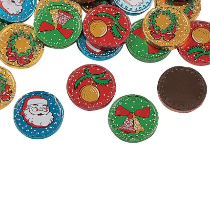 Christmas Chocolate Coins Candy - 76 Colorful Pieces - 1 pound - Holiday Candy and Stocking Stuffers