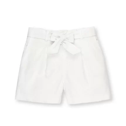 Baby Linen Pull-On Paperbag Shorts - White Linen