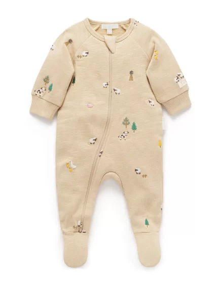 Farm Friends Embroidered Fleece Growsuit