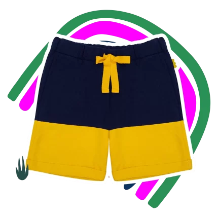 Bi-Color Shorts - Navy & Yellow