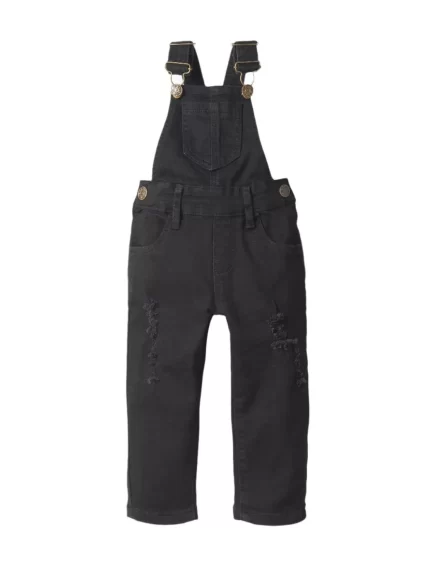 Baby Distressed Denim Overall - Black Wash