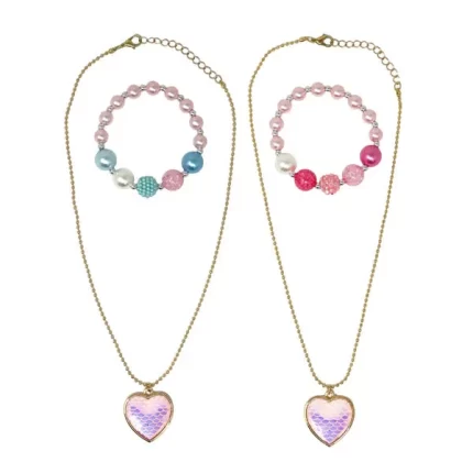 PINK POPPY DREAMLAND MERMAID HEART NECKALACE AND BRACELET SET
