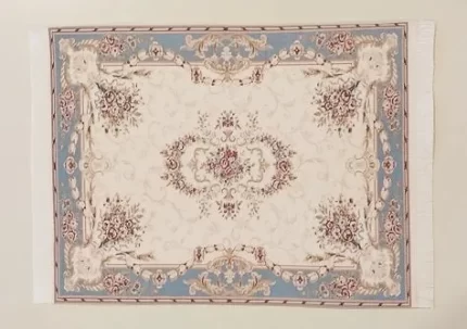 Rug Oriental Cream Blue Burgundy