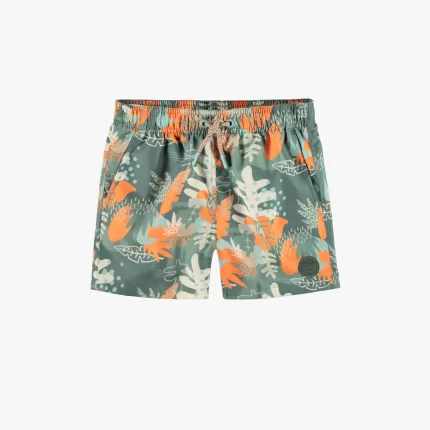 GREEN SWIMMING SHORT WITH TROPICAL LEAF PATTERN CHILD