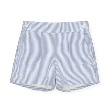 Baby Flat Front Pull-On Short - Blue Seersucker