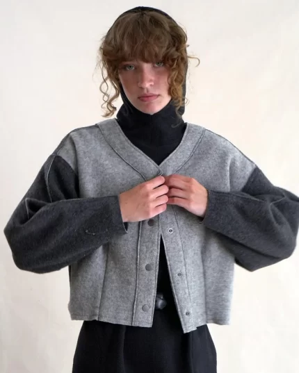 Double Face Wool Bomber - Heather/Charcoal