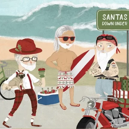 La La Land: Greeting Card Surfer Santa