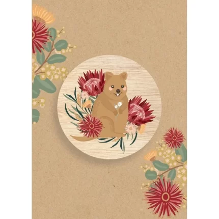 Aero Images: Wooden Magnet Greeting Card Quokka