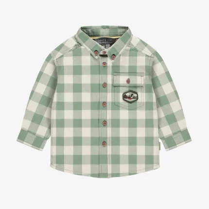 GREEN AND CREAM PLAID LONG SLEEVES SHIRT IN FLANNEL BABY