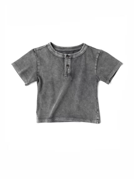 Baby Jersey Henley Tee - Grey Wash