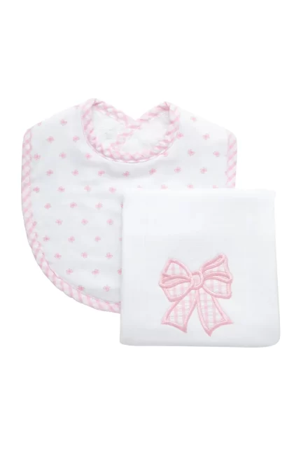 Basic Bib & Burp Set - Pink Bows