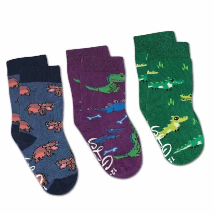 Hippopotamus Crocodiles and Dinosaurs Kids Socks