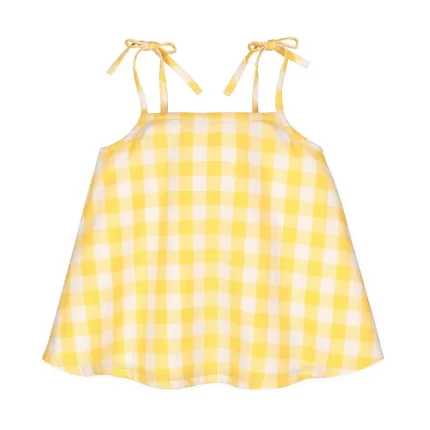 Flutter Back Tank Top - Yellow Check