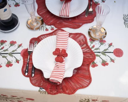 Dinner Napkins - Set of 4 - Red Stripe