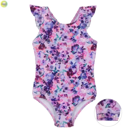 Girls' Lilac One-Piece UV Swimsuit