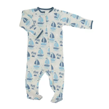 Baby Zipper Footie - Sailboats