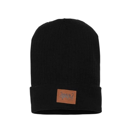 CUFFED RIBBED KNIT HAT IN BLACK