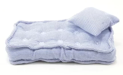 Single Mattress with Pillow Blue & White