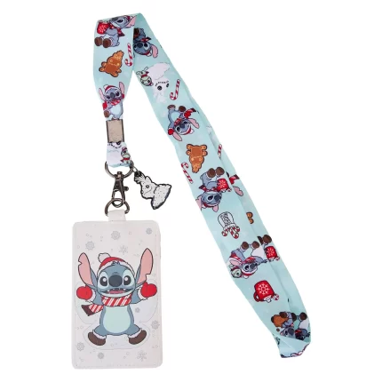 Loungefly Disney Stitch Holiday Snow Angel Lanyard W/Cardholder